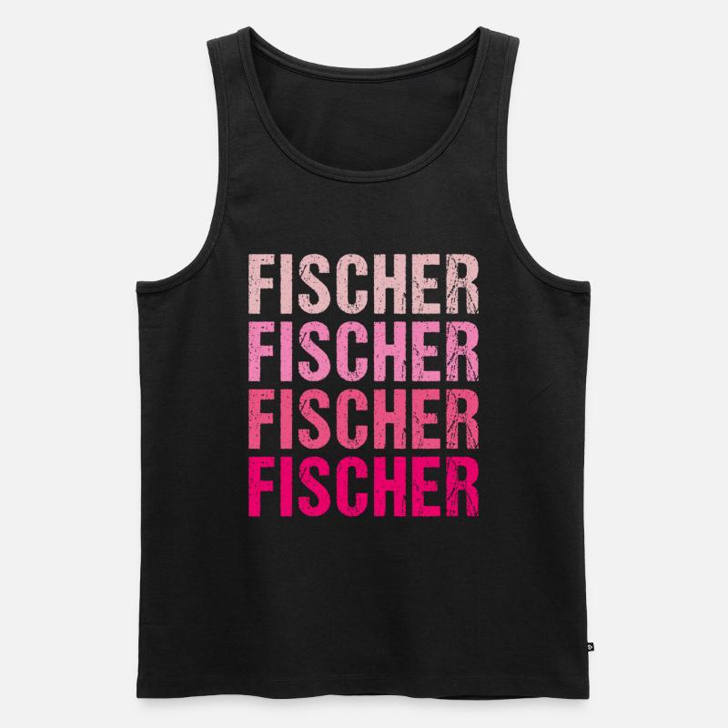 Fischer Retro Rosa Nachname Geschenkidee - Männer Premium Bio Tank Top - Schwarz