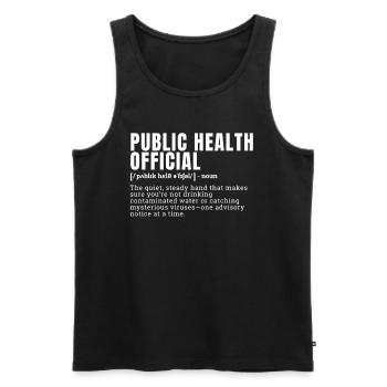 Drôle de santé publique Définition officielle de la profession - Débardeur bio Premium Homme - noir - Devant - AI Model Male 178 light (178cm)