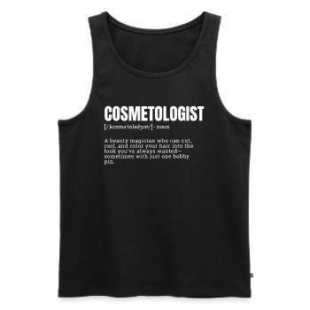 T-shirts magicien de beauté COSMÉTOLOGUE - Débardeur bio Premium Homme - noir - Devant - Michal (187cm)
