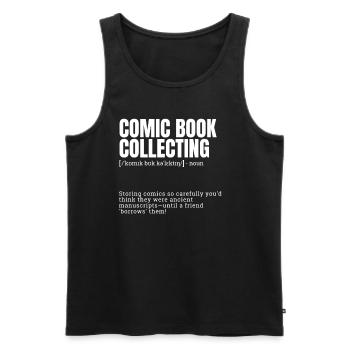 Bande dessinée collection Loisirs d’intérieur amusants Definit - Débardeur bio Premium Homme - noir - Devant - Michal (187cm)