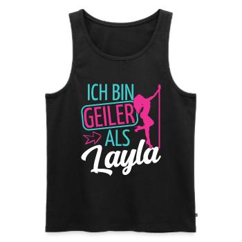 Ich bin geiler als Layla Mallorca Malle - Männer Premium Bio Tank Top - Schwarz - Vorne - AI Model Male 178 light (178cm)