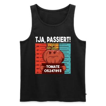 Witziges Fahndungsfoto Tomate Passiert Gärtner - Männer Premium Bio Tank Top - Schwarz - Vorne - Michal (187cm)