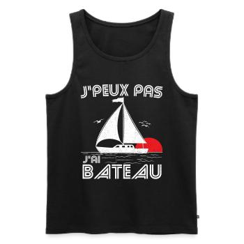 J'peux pas j'ai bateau - le coucher du soleil - Débardeur bio Premium Homme - noir - Devant - Michal (187cm)