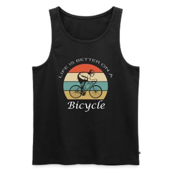 Cadeau humoristique rétro pour cycliste - Débardeur bio Premium Homme - noir - Devant - Michal (187cm)