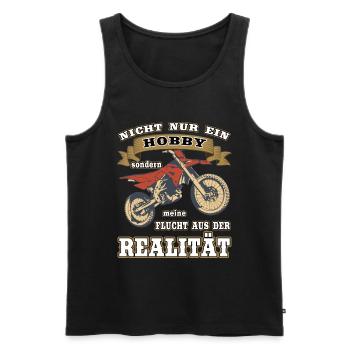 Nicht nur Hobby, sondern Flucht aus der Realität - Männer Premium Bio Tank Top - Schwarz - Vorne - Michal (187cm)