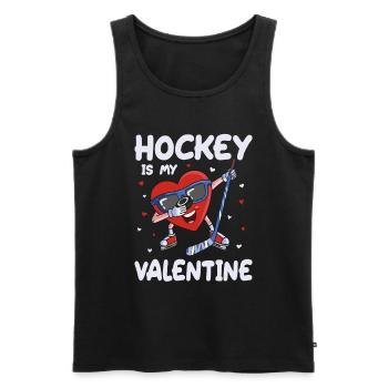 Le hockey est mon cœur de dabbing de la Saint-Valentin La Saint-Valentin - Débardeur bio Premium Homme - noir - Devant - Michal (187cm)