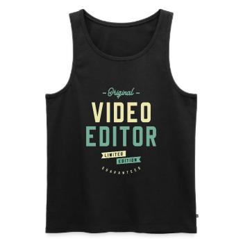 Video Editor Job Title Profession Birthday Worker - Men's Premium Organic Tank Top - black - Front - Michal (187cm)