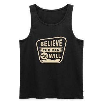 Motivational Quote: Believe You Can and Will - Men's Premium Organic Tank Top - black - Front - AI Model Male 178 light (178cm)