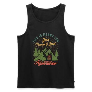 Friends & Adventures - Citation inspirante - Débardeur bio Premium Homme - noir - Devant - AI Model Male 178 light (178cm)