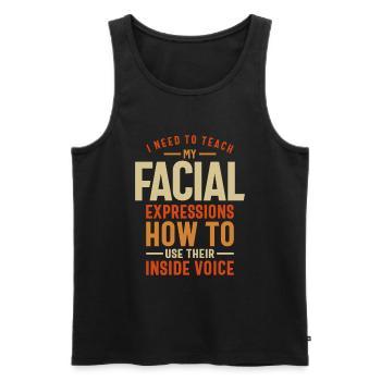 Innere Stimme, bitte - meine Mimik braucht - Männer Premium Bio Tank Top - Schwarz - Vorne - Michal (187cm)