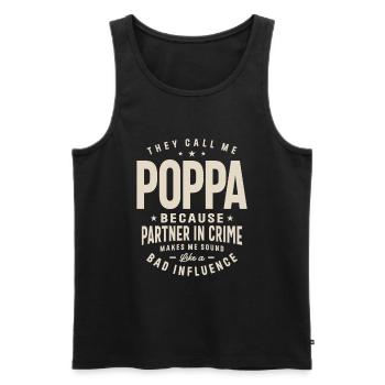 Poppa - Partner in Crime - Fathers Day - Men's Premium Organic Tank Top - black - Front - AI Model Male 178 light (178cm)