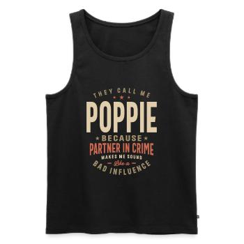 Poppie - Partner in Crime - Vatertag - Männer Premium Bio Tank Top - Schwarz - Vorne - Michal (187cm)