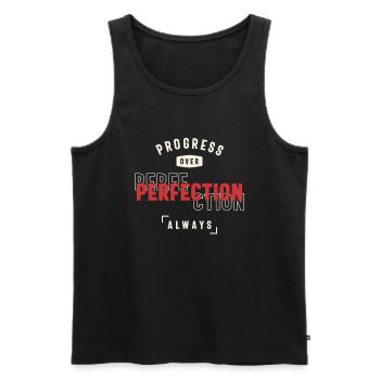 Progress Over Perfection Always - Stay Positive - Men's Premium Organic Tank Top - black - Front - AI Model Male 178 light (178cm)