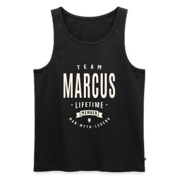 Team Marcus Lebenslanges Mitglied - Männer Premium Bio Tank Top - Schwarz - Vorne - AI Model Male 178 light (178cm)