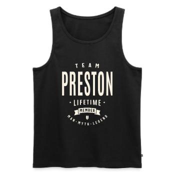 Membre à vie de l’équipe Preston - Débardeur bio Premium Homme - noir - Devant - Michal (187cm)