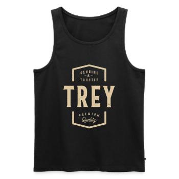 Trey Echt und vertrauenswürdig - Name Trey - Männer Premium Bio Tank Top - Schwarz - Vorne - Michal (187cm)