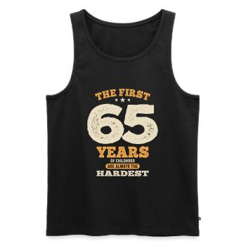 Die ersten 65 Jahre - 65. Geburtstag - Männer Premium Bio Tank Top - Schwarz - Vorne - AI Model Male 178 light (178cm)
