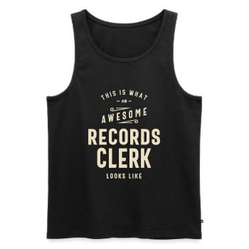 Awesome Records Clerk - Männer Premium Bio Tank Top - Schwarz - Vorne - AI Model Male 178 light (178cm)