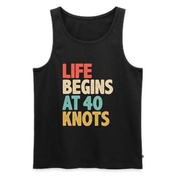 Das Leben beginnt bei 40 Knoten - Kitesurfen - Männer Premium Bio Tank Top - Schwarz - Vorne - Michal (187cm)