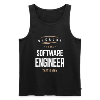 Weil ich der Software-Ingenieur bin, deshalb: - Männer Premium Bio Tank Top - Schwarz - Vorne - AI Model Male 178 light (178cm)