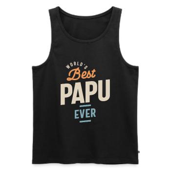 World's Best Papu Ever - Design für Papa & Opa - Männer Premium Bio Tank Top - Schwarz - Vorne - AI Model Male 178 light (178cm)