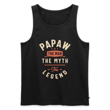 Papaw L’homme Le mythe La légende - Débardeur bio Premium Homme - noir - Devant - Michal (187cm)
