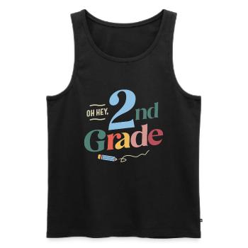 Oh Hey 2nd Second Grade, Back To School Teacher - Men's Premium Organic Tank Top - black - Front - Michal (187cm)