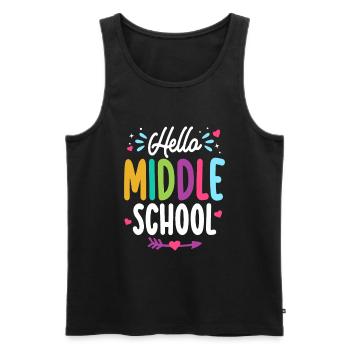 Hello Middle School Back To School Teacher Student - Men's Premium Organic Tank Top - black - Front - Michal (187cm)