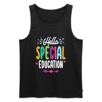 Hello Special Education Back To School Teacher - Men's Premium Organic Tank Top - black - Front - AI Model Male 178 light (178cm)