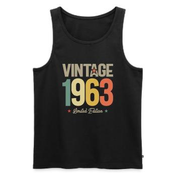 Vintage 60. Geburtstag Dekorationen Lustig 1963 - Männer Premium Bio Tank Top - Schwarz - Vorne - AI Model Male 178 light (178cm)