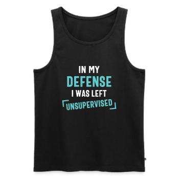 In My Defense I Was Left Unsupervised Funny - Men's Premium Organic Tank Top - black - Front - AI Model Male 178 light (178cm)
