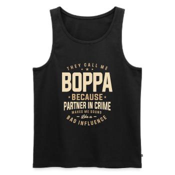 Boppa Because Partner in Crime Design - Men's Premium Organic Tank Top - black - Front - Michal (187cm)