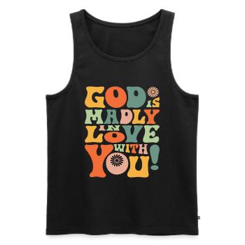 Vintage God's Love Quote - Inspirational - Men's Premium Organic Tank Top - black - Front - Michal (187cm)