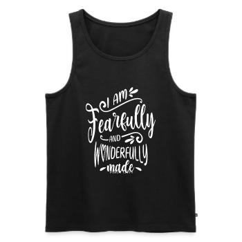 I am Fearfully and Wonderfully Made Christian - Men's Premium Organic Tank Top - black - Front - AI Model Male 178 light (178cm)