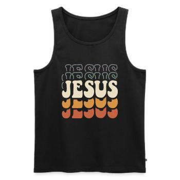 Jesus - Inspirational Christian Design - Men's Premium Organic Tank Top - black - Front - Michal (187cm)