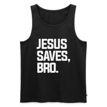 Faith-Fueled Jesus Saves Bro Design - Men's Premium Organic Tank Top - black - Front - Michal (187cm)