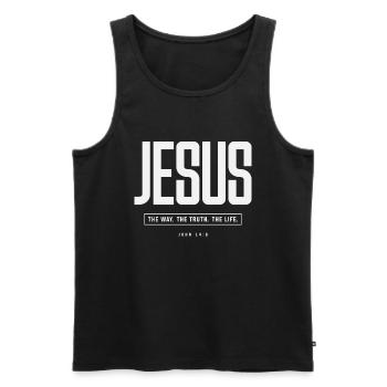 Jesus, der Weg. Die Wahrheit. Das Leben. Johannes 14:6 - Männer Premium Bio Tank Top - Schwarz - Vorne - Michal (187cm)