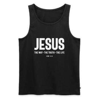Jesus Der Weg Die Wahrheit Johannes 14:6 Christliches Zitat - Männer Premium Bio Tank Top - Schwarz - Vorne - Michal (187cm)