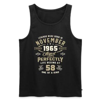 November 1965 Geschenke zum 58. Geburtstag 58 Jahre alt - Männer Premium Bio Tank Top - Schwarz - Vorne - Michal (187cm)