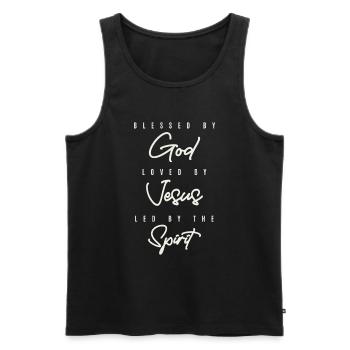 God Loved Jesus Led Spirit - Christian Quote - Men's Premium Organic Tank Top - black - Front - Michal (187cm)