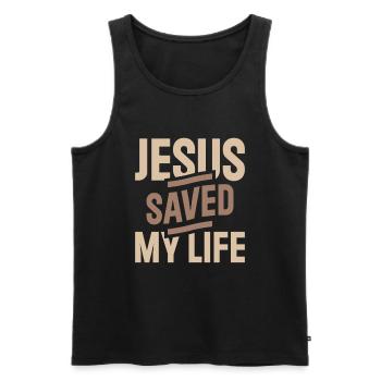 Jesus Saved My Life Inspirational Christian Quote - Men's Premium Organic Tank Top - black - Front - AI Model Male 178 light (178cm)