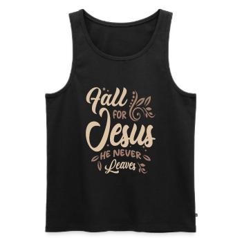 Jesus verlässt nie ein inspirierendes christliches Zitat - Männer Premium Bio Tank Top - Schwarz - Vorne - AI Model Male 178 light (178cm)