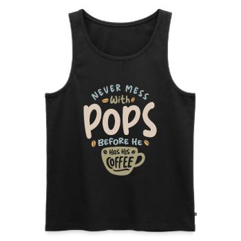 Ne jouez jamais avec les boissons gazeuses avant d’avoir bu son café - Débardeur bio Premium Homme - noir - Devant - AI Model Male 178 light (178cm)