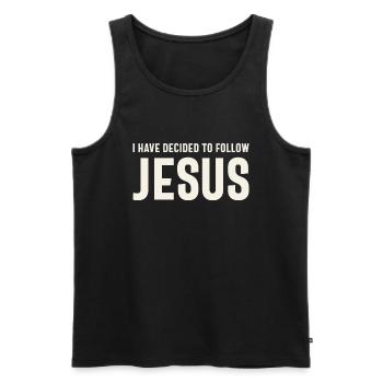 Suivre la citation chrétienne inspirante de Jésus - Débardeur bio Premium Homme - noir - Devant - AI Model Male 178 light (178cm)
