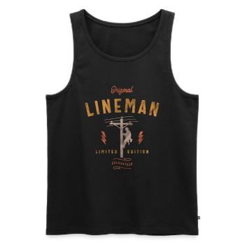 Original Lineman Funny Electrician - Men's Premium Organic Tank Top - black - Front - Michal (187cm)