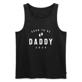 Bientôt papa 2024 promu papa est 2024 - Débardeur bio Premium Homme - noir - Devant - Michal (187cm)