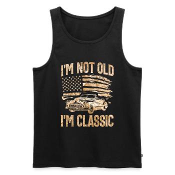 Je ne suis pas vieux, je suis classique, vintage, drôle, voiture - Débardeur bio Premium Homme - noir - Devant - Michal (187cm)