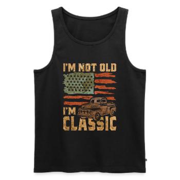 Je ne suis pas vieux, je suis drapeau classique américain drôle de voiture - Débardeur bio Premium Homme - noir - Devant - AI Model Male 178 light (178cm)