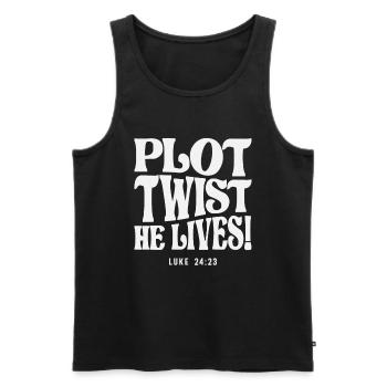 Plot-Twist Er lebt Lukas 24:23 Bibelvers Christus - Männer Premium Bio Tank Top - Schwarz - Vorne - AI Model Male 178 light (178cm)