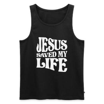 Jesus Saved My Life Christian Quote - Men's Premium Organic Tank Top - black - Front - AI Model Male 178 light (178cm)